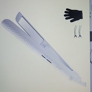 Quico light anti frizz hair straightener 15s fast heating glove clips White New